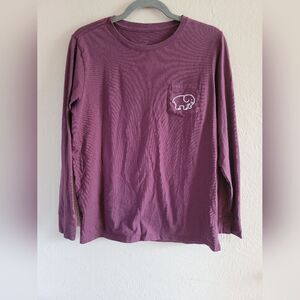Ivory Ella , Long‎ Sleeve Mandala Elephant T Shirt , Wine/Maroon, Size Medium